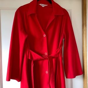 Vintage VANITY FAIR Lightweight Polyester RED Velour Belted Robe Size 12 Medium